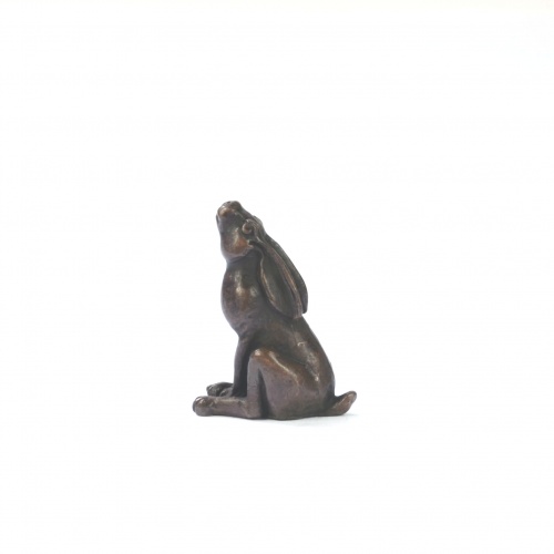 Miniature Bronze Moongazing Hare Sculpture